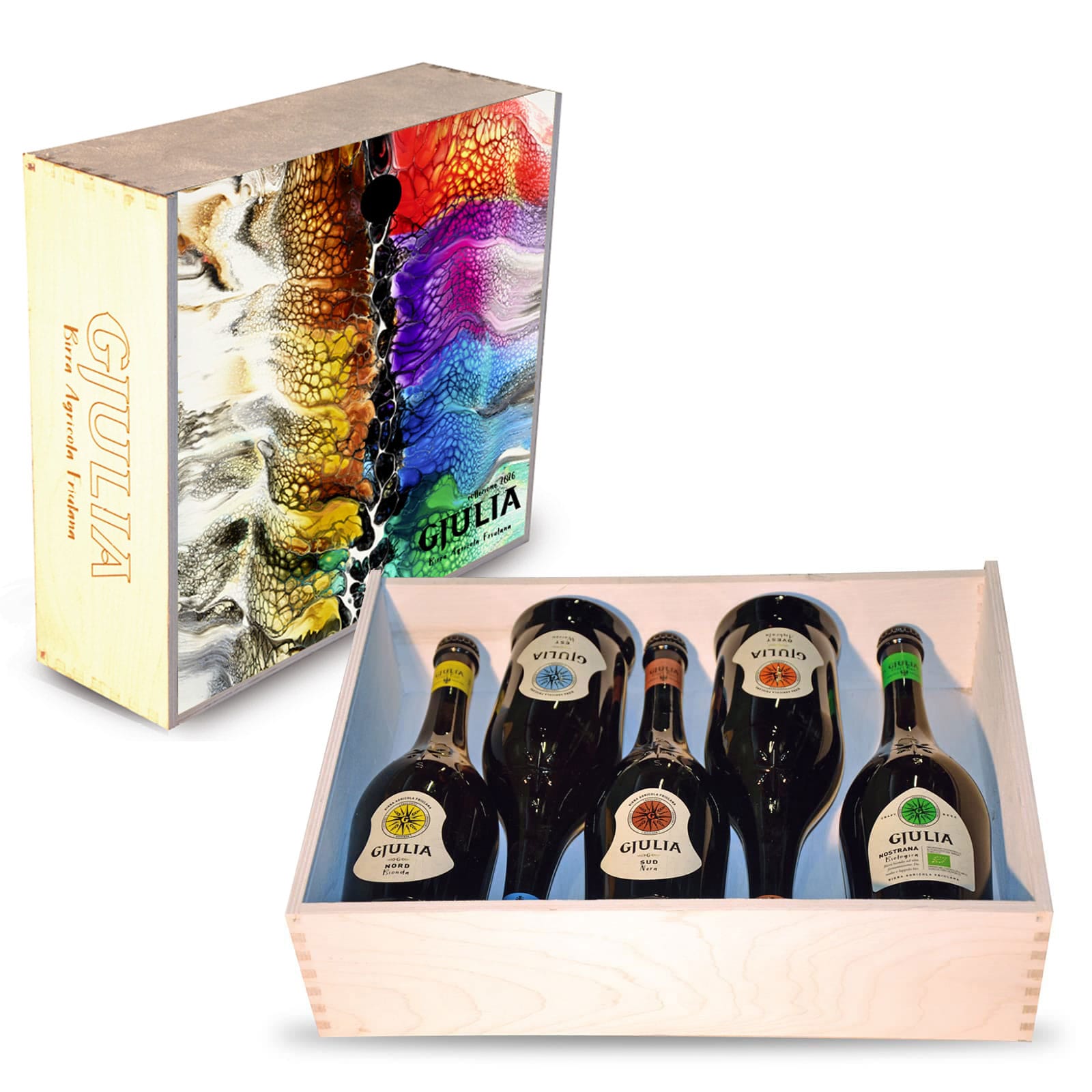 Cassetta regalo "Onda" 5 bottiglie da 75 cl - Cassetta regalo 2026 5 bottiglie -